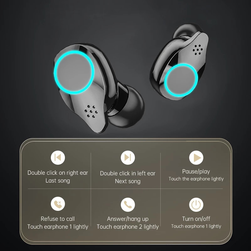 TWS bežične slušalice Gaming slušalice Bluetooth-kompatibilne HiFi 9D Stereo sportske vodootporne slušalice slušalice s mikrofonom