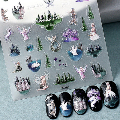 5D Nail Art Stckers Цветя Геометричен декор Акрилни релефни плъзгачи Рамка Ваденки за нокти Strawberry Blossom Консумативи за маникюр Инструмент