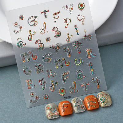 5D Nail Art Stckers Virágok Geometrikus Dekor Akril Dombornyomott Csúsztatók Keret Körömmatricák Epervirág manikűr kellékek eszköz