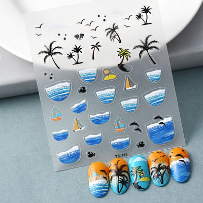 5D Nail Art Stckers Virágok Geometrikus Dekor Akril Dombornyomott Csúsztatók Keret Körömmatricák Epervirág manikűr kellékek eszköz