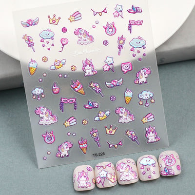5D Nail Art Stckers Virágok Geometrikus Dekor Akril Dombornyomott Csúsztatók Keret Körömmatricák Epervirág manikűr kellékek eszköz