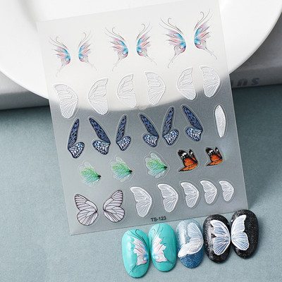 5D Nail Art Stckers Virágok Geometrikus Dekor Akril Dombornyomott Csúsztatók Keret Körömmatricák Epervirág manikűr kellékek eszköz