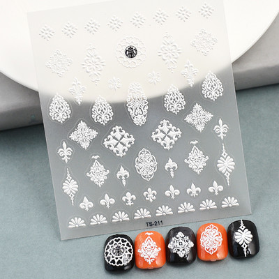 5D Nail Art Stckers Virágok Geometrikus Dekor Akril Dombornyomott Csúsztatók Keret Körömmatricák Epervirág manikűr kellékek eszköz