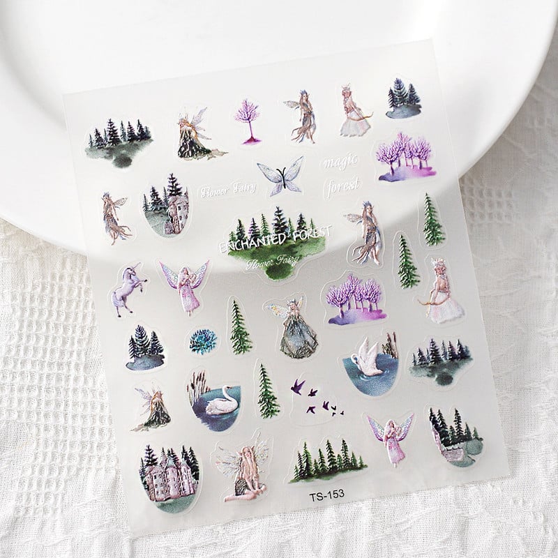 5D Nail Art Stckers Virágok Geometrikus Dekor Akril Dombornyomott Csúsztatók Keret Körömmatricák Epervirág manikűr kellékek eszköz