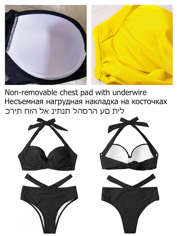 Riseado Push Up bikini magas derekú fürdőruhák csavart fürdőruhák női 2023-as új, kivágott bikini kötőfékű fürdőruha tömör strandruha