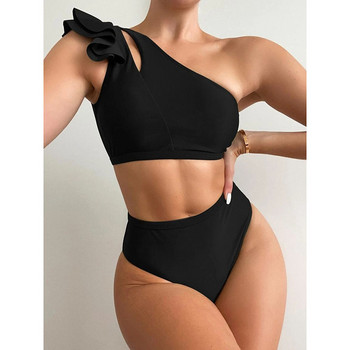 Riseado High Waist Bikini Sexy One Shoulder Γυναικείο μαγιό Ruffle μαγιό 2023 Cut Out Biquinis Solid μαγιό Ρούχα παραλίας