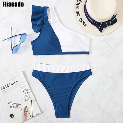Riseado High Waist Bikini Sexy One Shoulder Γυναικείο μαγιό Ruffle μαγιό 2023 Cut Out Biquinis Solid μαγιό Ρούχα παραλίας