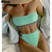 Riseado Bandeau szexi bikini, kontrasztos szegélyű női fürdőruha, magas derekú fürdőruha Patchwork biquini női 2023 magas szabású strandruha