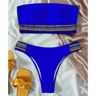 Riseado Bandeau szexi bikini, kontrasztos szegélyű női fürdőruha, magas derekú fürdőruha Patchwork biquini női 2023 magas szabású strandruha