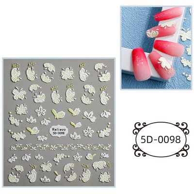 Finom és szép 5D dombornyomott virágok körömdísz matricák öntapadó manikűr matricák Silder Relief Design köröm kellékek eszköz