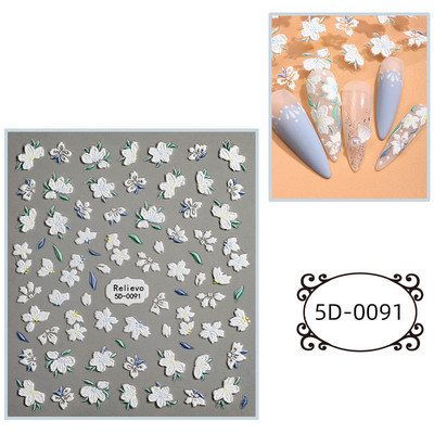 Finom és szép 5D dombornyomott virágok körömdísz matricák öntapadó manikűr matricák Silder Relief Design köröm kellékek eszköz