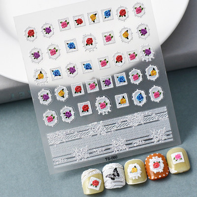 Autocolante pentru unghii în relief 5D, rame foto, ștampile, glisoare, farmec pentru decorarea unghiilor, decalcomanii drăguț de desene animate, accesorii pentru manichiură