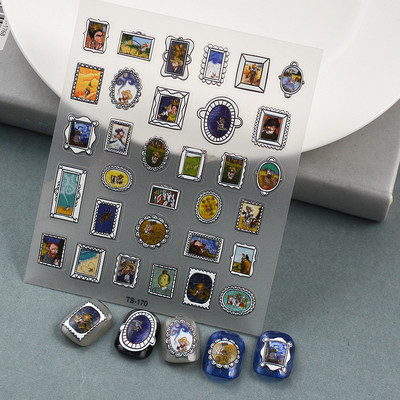 Autocolante pentru unghii în relief 5D, rame foto, ștampile, glisoare, farmec pentru decorarea unghiilor, decalcomanii drăguț de desene animate, accesorii pentru manichiură