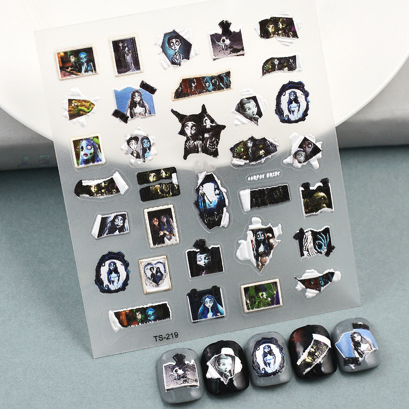 Autocolante pentru unghii în relief 5D, rame foto, ștampile, glisoare, farmec pentru decorarea unghiilor, decalcomanii drăguț de desene animate, accesorii pentru manichiură