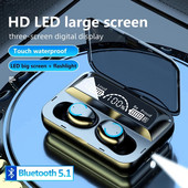 TWS bezvadu austiņas austiņas 2000mAh uzlādes kārba Stereo ar Bluetooth saderīga ūdensizturīgas austiņas austiņas ar mikrofonu