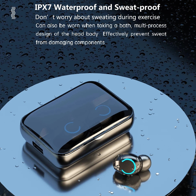 TWS bezvadu austiņas austiņas 2000mAh uzlādes kārba Stereo ar Bluetooth saderīga ūdensizturīgas austiņas austiņas ar mikrofonu