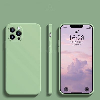 Husă de telefon din silicon lichid pătrat original de lux pentru iPhone 14 13 12 11 Pro Max 12 Mini X XR XS Max 6S 7 8 Plus Husă moale subțire
