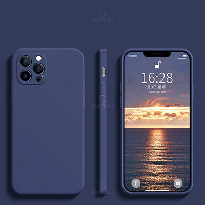 Husă de telefon din silicon lichid pătrat original de lux pentru iPhone 14 13 12 11 Pro Max 12 Mini X XR XS Max 6S 7 8 Plus Husă moale subțire