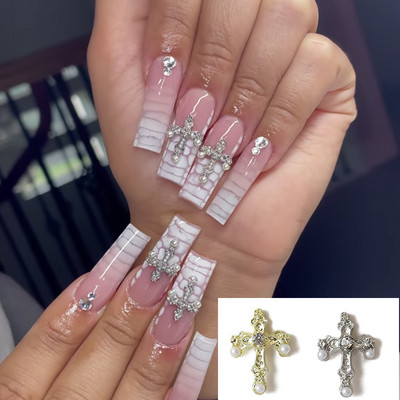 10 gab 3D krustveida nagu mākslas piekariņi kristāla metāla sakausējuma karikatūra nagu mākslas dekori Jauki multfilmu nagu krelles mirdzoši rhinestones