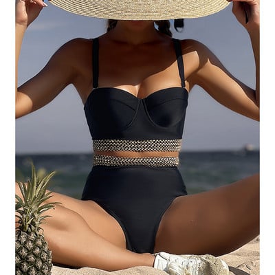 Ženski kupaći kostim Riseado seksi Push Up bikini visokog struka Kupaći kostimi s kontrastnim obrubom 2023 kupaći kostimi s detaljima uboda Jednobojni biquini