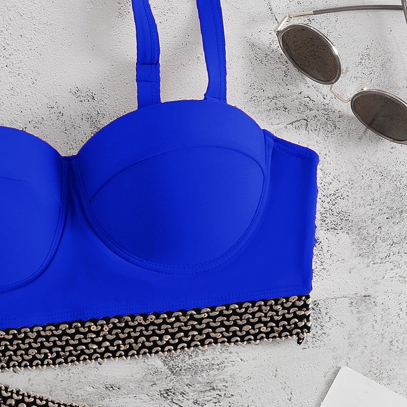 Ženski kupaći kostim Riseado seksi Push Up bikini visokog struka Kupaći kostimi s kontrastnim obrubom 2023 kupaći kostimi s detaljima uboda Jednobojni biquini