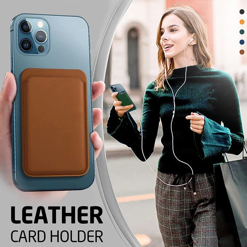 Magsafe`i nahast magnetkaardiklambri jaoks iPhone 14 13 12 Pro Max 13 12 mini magnetkaardihoidiku kott Telefoniümbrise tarvikud