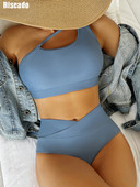 Riseado egy vállú bikini 2023 női szexi magas derekú fürdőruhák tömör fürdőruha női fürdőruha spagettipántos bikini szett
