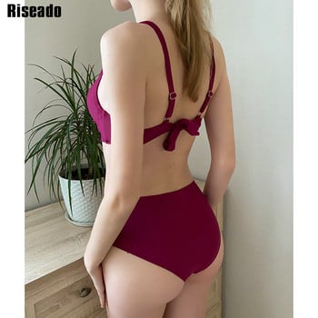 Riseado Push Up Sexy Bikini Wine Red Swimwear Γυναικείο μαγιό 2023 Ruched μαγιό Twisted Brazilian Biquini Female Beach