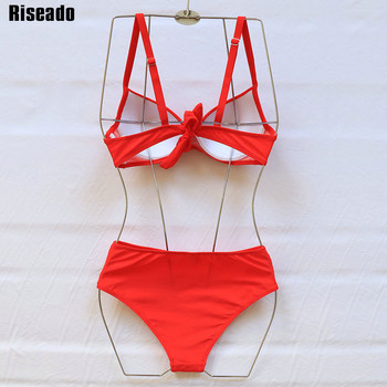 Riseado Push Up Sexy Bikini Wine Red Swimwear Γυναικείο μαγιό 2023 Ruched μαγιό Twisted Brazilian Biquini Female Beach