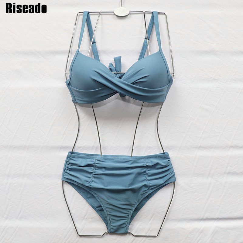 Riseado Push Up Sexy Bikini Wine Red Swimwear Moteriškas maudymosi kostiumėlis, 2023 m. „Ruched“ maudymosi kostiumėlis „Twisted Brazilian Biquini“ moteriškas paplūdimys