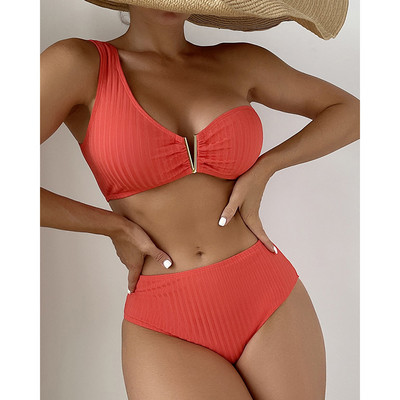 Riseado bikini, 2023, női, magas derekú fürdőruha, fürdőruha, női szexi fürdőruha egy vállú strandviselet, új V-vezetékes biquini szett