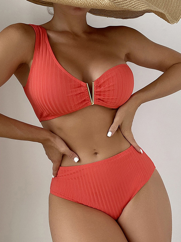 Riseado bikini, 2023, női, magas derekú fürdőruha, fürdőruha, női szexi fürdőruha egy vállú strandviselet, új V-vezetékes biquini szett