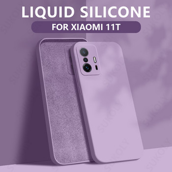 За калъф Xiaomi 11T Pro течен силиконов удароустойчив мек калъф за Xiaomi Redmi Note 11 Pro 11s 11E 12 12T Mi 11 Lite 5G NE Coque