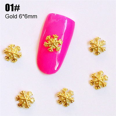 100 buc/lot 3D aliaj, aur, argint, fulg de nea, nituri Știfturi, metal, manichiură, accesorii pentru arta unghiilor, decorațiuni pentru unghii, brelocuri pentru unghii