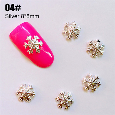 100 buc/lot 3D aliaj, aur, argint, fulg de nea, nituri Știfturi, metal, manichiură, accesorii pentru arta unghiilor, decorațiuni pentru unghii, brelocuri pentru unghii