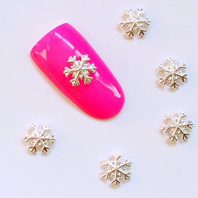 100 buc/lot 3D aliaj, aur, argint, fulg de nea, nituri Știfturi, metal, manichiură, accesorii pentru arta unghiilor, decorațiuni pentru unghii, brelocuri pentru unghii