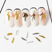 100db/tétel 3D Feather Ötvözet Nail Art Retro Arany Ezüst Köröm Szegecsek Csapok Manikűr Köröm Kiegészítők Köröm Dekoráció Köröm Varázslatok