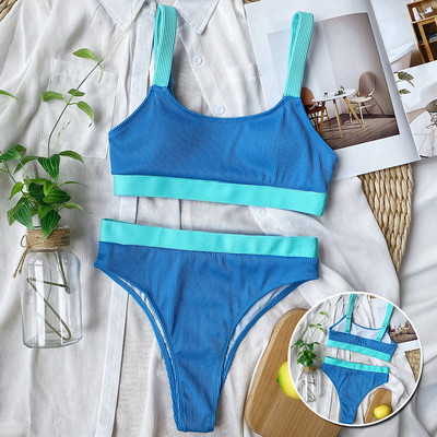 Riseado soonikuga seksikad bikiinid kõrge vöökohaga naiste ujumistrikood Colorblock ujumisriided kõrge lõikega bikiinide komplekt 2023 uus ujumiskostüüm rannariided