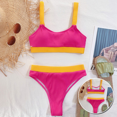 Riseado soonikuga seksikad bikiinid kõrge vöökohaga naiste ujumistrikood Colorblock ujumisriided kõrge lõikega bikiinide komplekt 2023 uus ujumiskostüüm rannariided