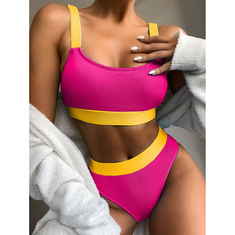 Riseado bordás szexi bikini magas derekú női fürdőruhák Colorblock fürdőruhák magas kivágású biquini készlet 2023 új fürdőruha strandruha