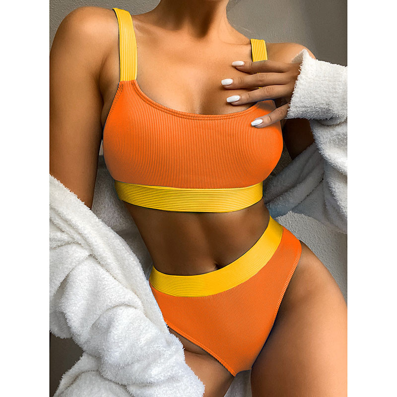 Riseado bordás szexi bikini magas derekú női fürdőruhák Colorblock fürdőruhák magas kivágású biquini készlet 2023 új fürdőruha strandruha