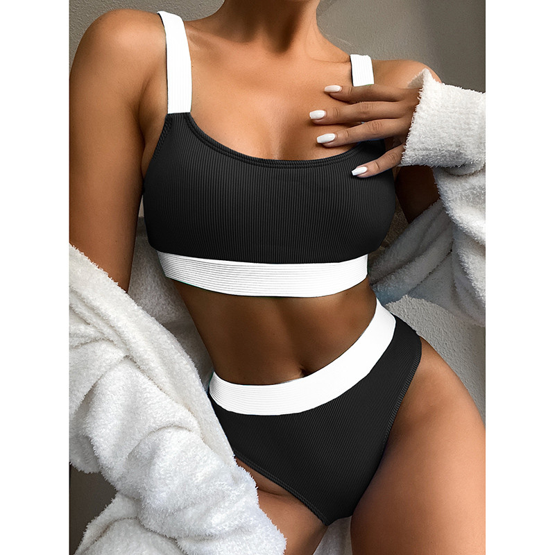 Riseado bordás szexi bikini magas derekú női fürdőruhák Colorblock fürdőruhák magas kivágású biquini készlet 2023 új fürdőruha strandruha