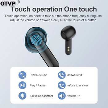 TWS Bluetooth слушалки Безжични слушалки Двойни слушалки за поставяне в ушите Mini Smart Touch Водоустойчиви Спортни слушалки за намаляване на шума