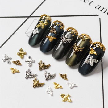 100 бр./лот 3D Alloy Bee Cow head Nail Art Златни нитове и шипове за нокти Маникюр Nail Art Аксесоари Декорация на нокти Нокти Талисмани