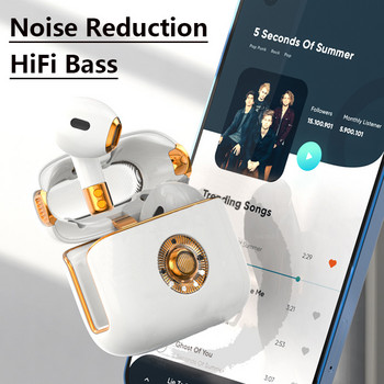 Νέα TWS Bluetooth Earphone Luxury Retro HiFi Super Bass Ενσύρματη οθόνη ακουστικών in-ear Earbuds με Mic Sports Gaming Headset