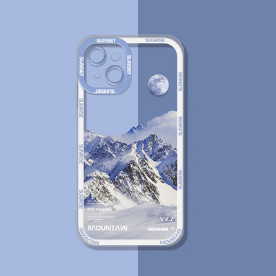 Husă pentru telefon INS Sunset Moon Snow Mountain pentru iPhone 14 13 12 11 Pro Max XS Max XR X 11 Husă moale de protecție pentru cameră pentru iPhone