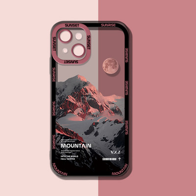 Husă pentru telefon INS Sunset Moon Snow Mountain pentru iPhone 14 13 12 11 Pro Max XS Max XR X 11 Husă moale de protecție pentru cameră pentru iPhone