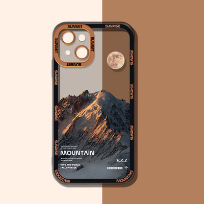 Husă pentru telefon INS Sunset Moon Snow Mountain pentru iPhone 14 13 12 11 Pro Max XS Max XR X 11 Husă moale de protecție pentru cameră pentru iPhone