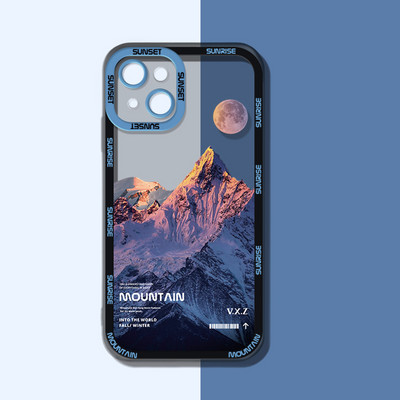 Husă pentru telefon INS Sunset Moon Snow Mountain pentru iPhone 14 13 12 11 Pro Max XS Max XR X 11 Husă moale de protecție pentru cameră pentru iPhone
