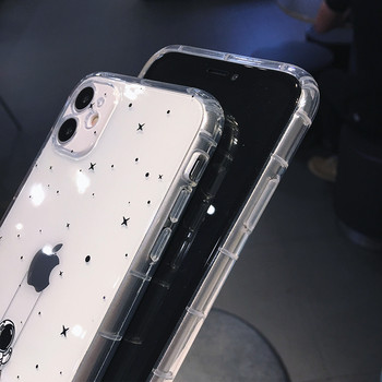 Сладък анимационен астронавт звезда космически калъф за телефон за iPhone 11 13 14 Pro MAX XS XR X 12 7 8 Plus Прозрачен мек TPU удароустойчив заден капак